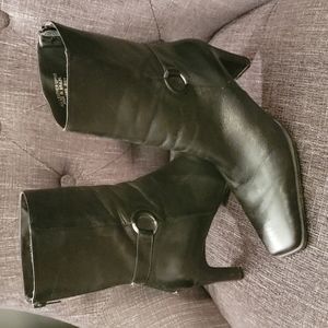 Leather Mid Calf Ankle Boots
